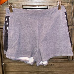 Grey Lululemon athletic shorts - has black reflective sides